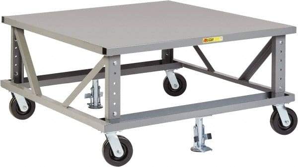 Little Giant - 3,600 Lb Capacity Steel Adjustable Height Pallet Stand - Steel Deck, 48" OAW, 48" Platform Length, Phenolic Casters - Top Tool & Supply