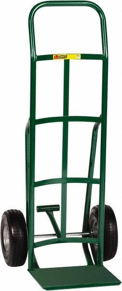 Little Giant - 600 Lb Capacity 47" OAH Hand Truck with Foot Kick - 12 x 14" Base Plate, Continuous Handle, Steel, Flat-Free Microcellular Foam Wheels - Top Tool & Supply