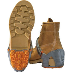 Winter Walking - Size 12.5-16, Strap-On Cleat - Tungsten Carbide Stud Traction, Orange & Gray - Top Tool & Supply