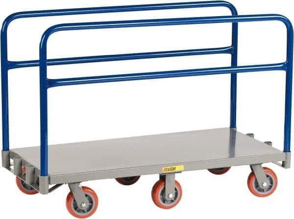 Little Giant - 3,600 Lb Capacity Steel 6-Wheeled Platform Truck - Steel Deck, 30" OAW, 72" Platform Length x 9" Platform Height, Polyurethane Casters - Top Tool & Supply