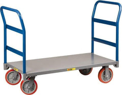 Little Giant - 3,600 Lb Capacity Steel Double End Rack Platform Truck - Steel Deck, 36" OAW, 60" Platform Length x 11" Platform Height, Polyurethane Casters - Top Tool & Supply