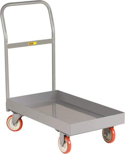 Little Giant - 1,200 Lb Capacity Steel Platform Truck - Steel Deck, 24" OAW, 36" Platform Length x 6-1/2" Platform Height, Polyurethane Casters - Top Tool & Supply