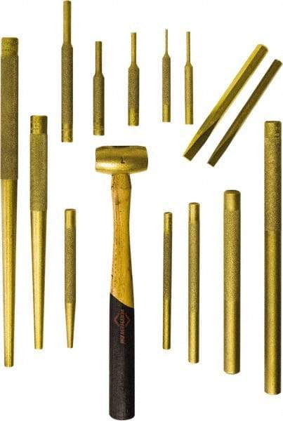 Mayhew - 15 Piece Punch & Chisel Set - 3/8 to 1/2" Chisel, 1/8 to 3/4" Punch, Round Shank - Top Tool & Supply