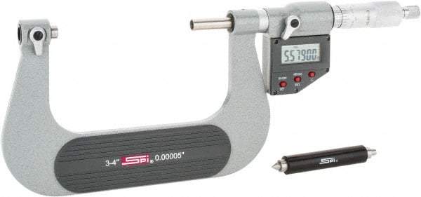 SPI - 75 to 100mm Range, Electronic Screw Thread Micrometer - Ratchet Stop Thimble, 0.00005" Graduation, 0.0002" Accuracy - Top Tool & Supply