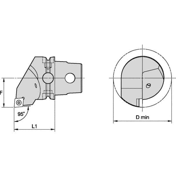 Kennametal - Right Hand Cut, Size KM50, CC.. Insert Compatiblity, Internal or External Modular Turning & Profiling Cutting Unit Head - 35mm Ctr to Cutting Edge, 50mm Head Length, Through Coolant, Series S-Clamping - Top Tool & Supply