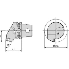 Kennametal - Right Hand Cut, Size KM50, CC.. Insert Compatiblity, Internal or External Modular Turning & Profiling Cutting Unit Head - 35mm Ctr to Cutting Edge, 50mm Head Length, Through Coolant, Series S-Clamping - Top Tool & Supply