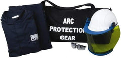 PRO-SAFE - Size XL, 4 HRC, Arc Flash Clothing Kit - 43 cal per Sq cm, Hard Cap, Hood, Face Shield, 35" Jacket, Bib Overalls, with Gear Bag - Top Tool & Supply