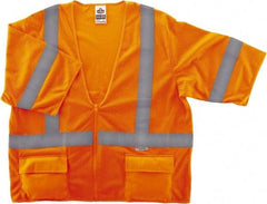 Ergodyne - Size S/M High Visibility Orange Mesh General Purpose Vest - 36 to 44" Chest, ANSI/ISEA 107, Zipper Closure, 3 Pockets, Polyester - Top Tool & Supply