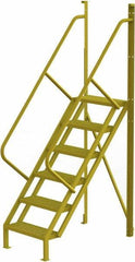 TRI-ARC - 102" 6 Step Configurable Crossover Ladder - 50° Incline, 1,000 Lb Capacity, 60" Platform Height, 30" Base Width x 52-1/2" Base Depth, Perforated Tread - Top Tool & Supply