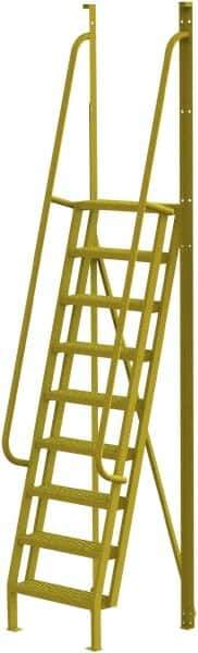 TRI-ARC - 132" 9 Step Configurable Crossover Ladder - 75° Incline, 1,000 Lb Capacity, 90" Platform Height, 30" Base Width x 33" Base Depth, Serrated - Top Tool & Supply