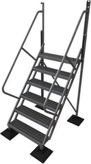 TRI-ARC - 102" 6 Step Configurable Rooftop Ladder - 50° Incline, 500 Lb Capacity, 60" Platform Height, 52-3/4" Base Width x 60" Base Depth, Serrated - Top Tool & Supply