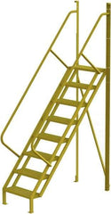 TRI-ARC - 122" 8 Step Configurable Crossover Ladder - 50° Incline, 1,000 Lb Capacity, 80" Platform Height, 30" Base Width x 69-1/2" Base Depth, Perforated Tread - Top Tool & Supply