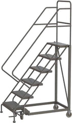 TRI-ARC - 96" 6 Step Configurable Rolling Ladder - 50° Incline, 450 Lb Capacity, 60" Platform Height, 35" Base Width x 50" Base Depth, Perforated Tread - Top Tool & Supply