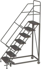 TRI-ARC - 106" 7 Step Configurable Rolling Ladder - 50° Incline, 450 Lb Capacity, 70" Platform Height, 35" Base Width x 56" Base Depth, Serrated - Top Tool & Supply