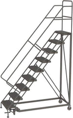 TRI-ARC - 126" 9 Step Configurable Rolling Ladder - 50° Incline, 450 Lb Capacity, 90" Platform Height, 35" Base Width x 71" Base Depth, Serrated - Top Tool & Supply