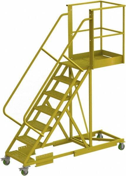 TRI-ARC - 112" 7 Step Configurable Cantilever Ladder - Supported, 300 Lb Capacity, 70" Platform Height, 30" Base Width x 91" Base Depth, Perforated Tread - Top Tool & Supply