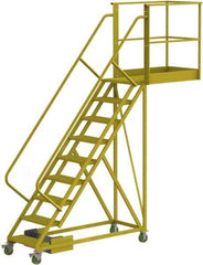 TRI-ARC - 132" 9 Step Configurable Cantilever Ladder - Unsupported, 300 Lb Capacity, 90" Platform Height, 30" Base Width x 117" Base Depth, Perforated Tread - Top Tool & Supply