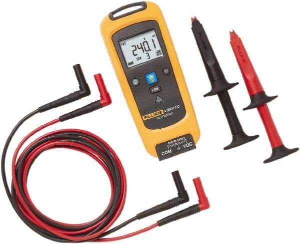 Fluke - 6 VDC to 1,000 VDC, Voltage Tester - LCD Display, +/-0.09 (up to 1,000 V), 0.15 (1,000 V)% Basic DC Accuracy, AA Power Supply - Top Tool & Supply