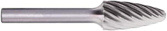 PFERD - 1/2" Cut Diam, 1/4" Shank Diam, Tree with Radius Head Fluted Cut Burr - Carbide, Radius End, 1" LOC, 2-3/4" OAL - Top Tool & Supply