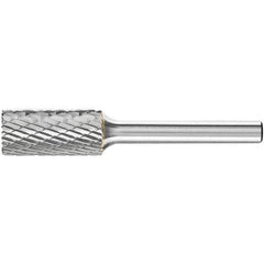 PFERD - 1/2" Cut Diam, 1/4" Shank Diam, Cylinder with End Cut Head Double Cut Burr - Carbide, End Cut End, 1" LOC, 2-3/4" OAL - Top Tool & Supply