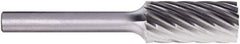 PFERD - 1/2" Cut Diam, 1/4" Shank Diam, Cylinder Head Fluted Cut Burr - Carbide, Flat End, 1" LOC, 2-3/4" OAL - Top Tool & Supply