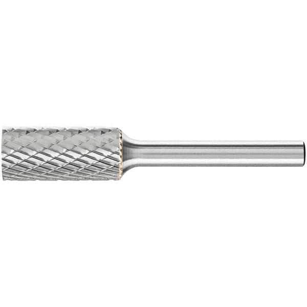 PFERD - 1/2" Cut Diam, 1/4" Shank Diam, Cylinder Head Double Cut Burr - Carbide, Flat End, 1" LOC, 2-3/4" OAL - Top Tool & Supply