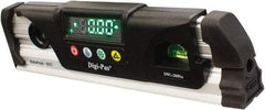 Digi-Pas - Magnetic 9-1/2" Long 2 Vial Torpedo Level - Aluminum, Black/Silver, 1 Plumb & 1 Level Vial - Top Tool & Supply