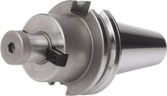 Accupro - CAT50 Dual Contact Taper Shank 1" Pilot Diam Shell Mill Holder - 4" Flange to Nose End Projection, 2-3/4" Nose Diam, 1/2-20 Lock Screw, Through-Spindle & DIN Flange Coolant - Exact Industrial Supply