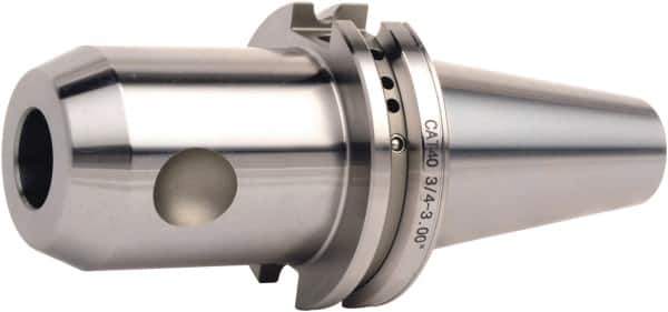 Accupro - CAT50 Dual Contact Taper Shank 5/8" Hole End Mill Holder/Adapter - 1-21/32" Nose Diam, 4" Projection, Through-Spindle & DIN Flange Coolant - Exact Industrial Supply