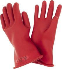 Ansell - Class 0, Size 9, 11" Long, Rubber Lineman's Glove - 5,000 AC Max Use Voltage, 1,000 AC Test Voltage, Red, ASTM D120 - Top Tool & Supply