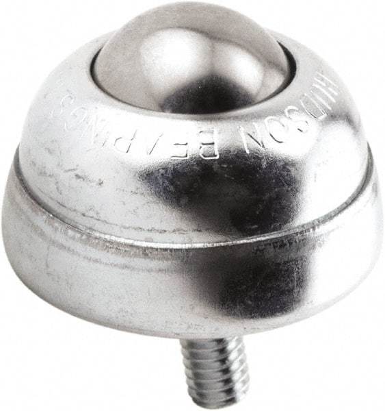 Hudson Bearing - 1 Inch Diameter, Round, Stainless Steel Ball Transfer - 1-3/4 Inch Overall Diameter, 1-3/8 Inch Mount Height, 75 Lb. Capacity - Top Tool & Supply