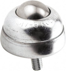 Hudson Bearing - 1 Inch Diameter, Round, Stainless Steel Ball Transfer - 1-3/4 Inch Overall Diameter, 1-3/8 Inch Mount Height, 75 Lb. Capacity - Top Tool & Supply