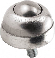 Hudson Bearing - 1 Inch Diameter, Round, Stainless Steel Ball Transfer - 1-3/4 Inch Overall Diameter, 1-3/8 Inch Mount Height, 75 Lb. Capacity - Top Tool & Supply