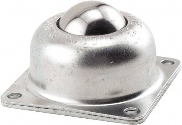 Hudson Bearing - 1-1/2 Inch Diameter, Square, Carbon Steel Ball Transfer - 1.8125 Inch Mount Height, 250 Lb. Capacity - Top Tool & Supply