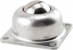 Hudson Bearing - 1-1/2 Inch Diameter, Square, Stainless Steel Ball Transfer - 1.1875 Inch Mount Height, 250 Lb. Capacity - Top Tool & Supply