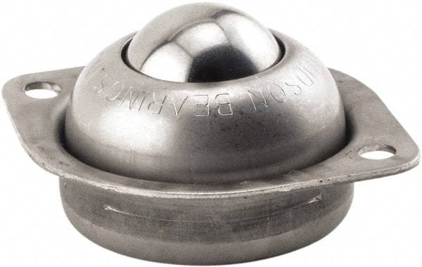 Hudson Bearing - 1 Inch Diameter, Round, Stainless Steel Ball Transfer - 3/4 Inch Mount Height, 75 Lb. Capacity - Top Tool & Supply