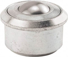 Hudson Bearing - 1.1875 Inch Diameter, Round, Stainless Steel Ball Transfer - 2 Inch Overall Diameter, 1/2 Inch Mount Height, 750 Lb. Capacity - Top Tool & Supply