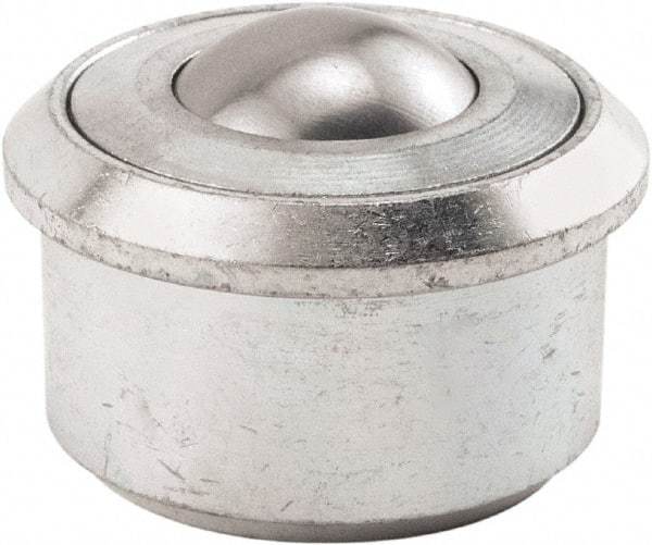 Hudson Bearing - 1.1875 Inch Diameter, Round, Carbon Steel Ball Transfer - 2 Inch Overall Diameter, 1/2 Inch Mount Height, 750 Lb. Capacity - Top Tool & Supply