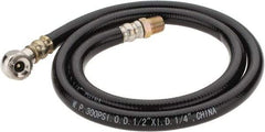 PRO-SOURCE - 1/4" ID x 1/2" OD 3' Long Air Tank Hose - Tire Chuck Ends, 300 Working psi, 158°, 1/4" Fitting, Black - Top Tool & Supply