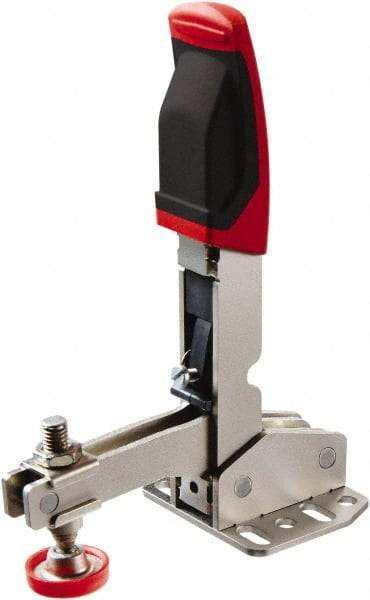 Bessey - 700 Lb Holding Capacity, Vertical Handle, Manual Hold Down Toggle Clamp - 55° Handle Movement, 45° Bar Opening, U-Bar, Flanged Base, Carbon Steel - Top Tool & Supply