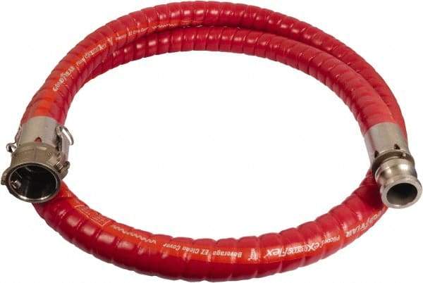 Continental ContiTech - 1" Inside x 1.52" Outside Diam, 220°F, Male x Female Camlock Food & Beverage Hose - 2" Bend Radius, Red, 10' Long, 250 Max psi, 29 Vacuum Rating - Top Tool & Supply