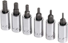 SK - 6 Piece 1/4" Drive Metric Hex Bit Socket Set - 2 to 6mm Hex - Top Tool & Supply