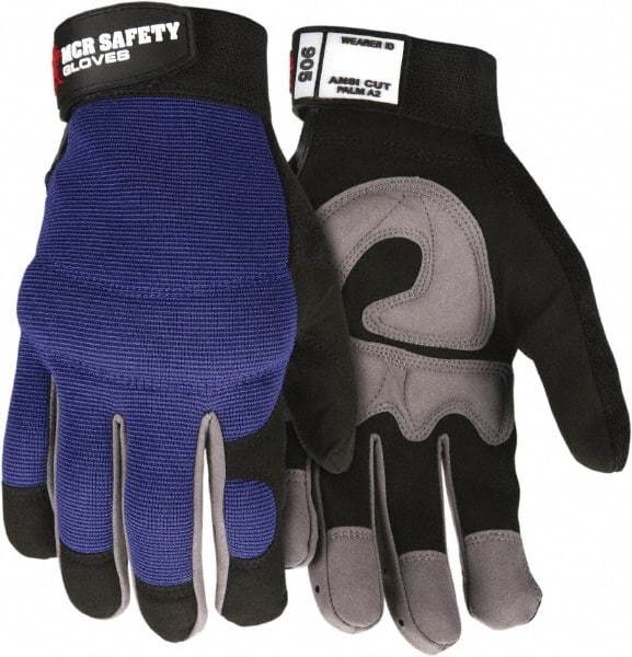 MCR Safety - Size XL Synthetic Blend General Protection Work Gloves - For Work & Driver, Uncoated, Adjustable Closure Cuff, Black/Blue, Paired - Top Tool & Supply