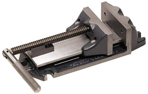 Cardinal Tool - 9" Jaw Opening Capacity x 3" Throat Depth, Horizontal Drill Press Vise - 8" Wide Jaw, Stationary Base, Rapid Action, 21-3/4" OAL x 5-1/2" Overall Height, Steel - Top Tool & Supply