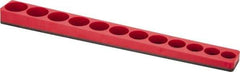 Made in USA - 12 Piece Capacity Magnetic Shallow Socket Holder - 3/8" Drive, Red - Top Tool & Supply