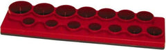 Made in USA - 12 Piece Capacity Magnetic Shallow Socket Holder - 1/2" Drive, Red - Top Tool & Supply