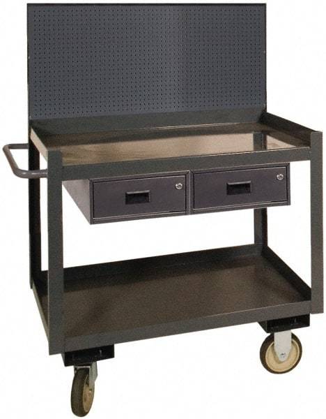 Durham - 1,200 Lb Capacity, 30" Wide x 36" Long x 54-7/8" High Heavy Duty Service Cart - 2 Shelf, Steel - Top Tool & Supply