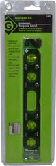 Greenlee - Magnetic 8-1/2" Long 4 Vial Torpedo Level - Aluminum, Green, 1 0°, 1 30°, 1 45° & 1 90° Vials - Top Tool & Supply