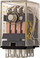 Square D - 2/3 hp at 120/240 Volt, Electromechanical Plug-in General Purpose Relay - 5 Amp at 240 VAC, 4PDT, 120 VAC at 50/60 Hz - Top Tool & Supply