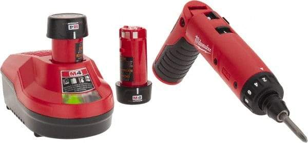 Milwaukee Tool - 4 Volts, Lithium-Ion Battery, Swivel Handle Cordless Screwdriver - 200, 600 RPM, 44 Inch/Lbs. Torque - Top Tool & Supply